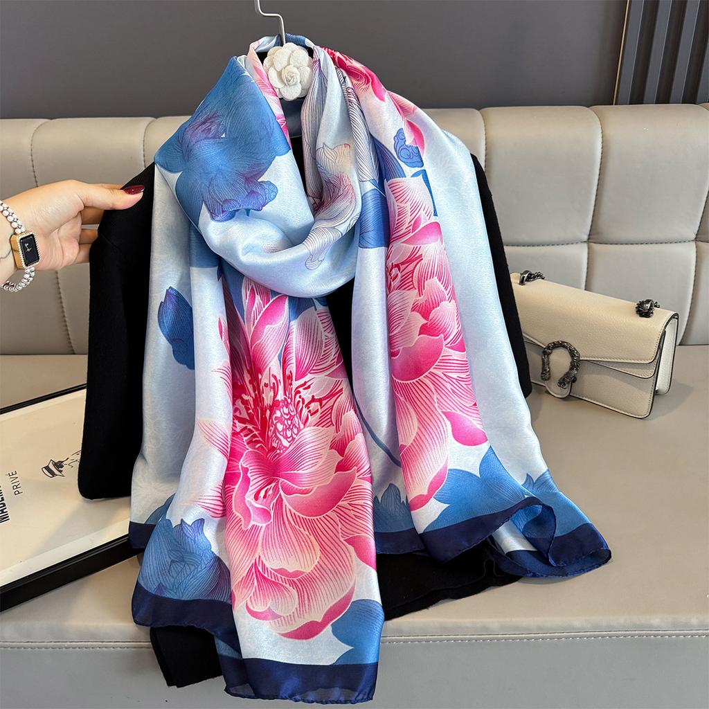 Women 180*90cm Fashion Beautiful Soft Silk Scarves Female Lady Shawl Hijab Wrap Foulard Bandanna Muffler Beach Pareo