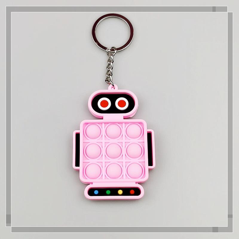 Robot Fidget Keychain Finger Push Bubble Silicone Key Chain Adult Decompression Toys Small Pendant Kids Toys
