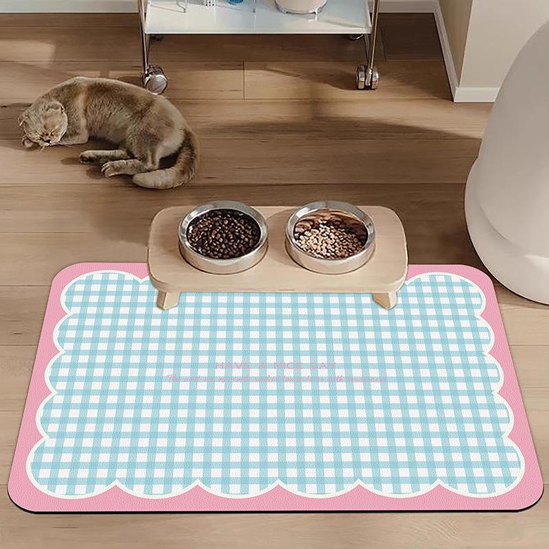 Cat & Dog Feeding Mat: Absorbent, Non-Slip Placemat - Easy Clean, Stain Resistant with Cartoon Design