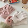 Kawaii Gloves Female Cute Cartoon Embroidered Bear Touchscreen Gloves Autumn Winter Warm Women Shopping Knit Gloves Soft Gloves