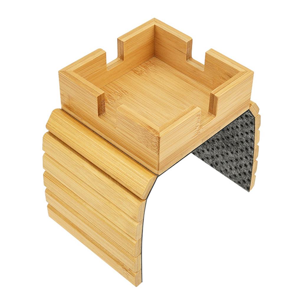 3 in 1 Couch Cup Holder Natural Bamboo Sofa Armrest Tray Foldable Beverage Cups Remote Control Phone Holder Multifunctional