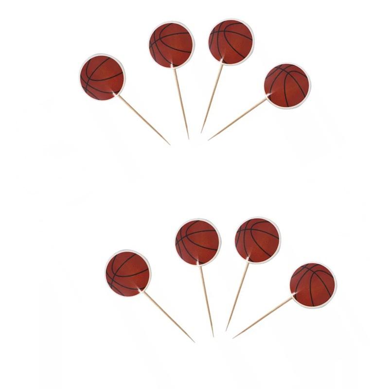 24 Stück/Packung Jungen Gastgeschenke Fußball-Thema Tortenaufsatz Happy Birthday Party Fußball Cupcake-Aufsätze mit Stäbchen Dekorieren Kuchen Topper