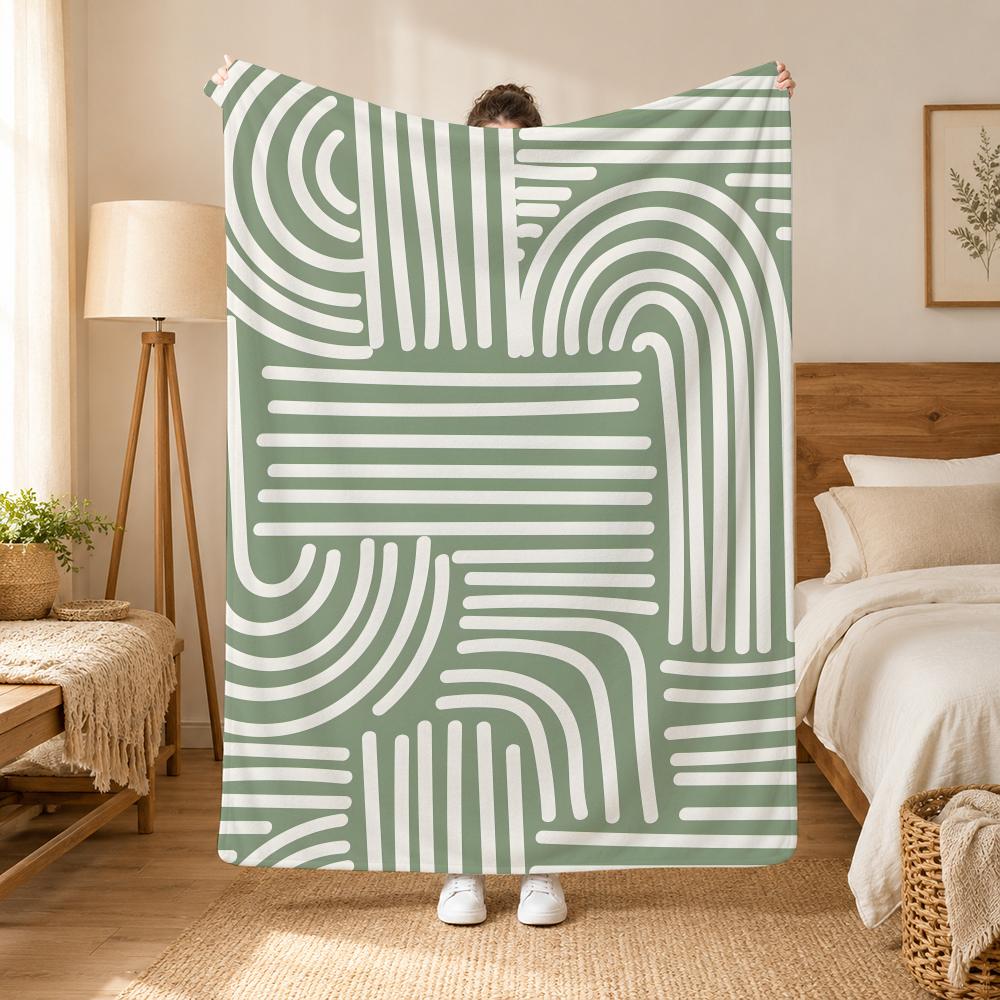 Bohemia Green Bohemian Wall Art Throw 240G Flannel Blanket, Suitable For Sofas, Beds, Offices, Exquisite Gift Blankets