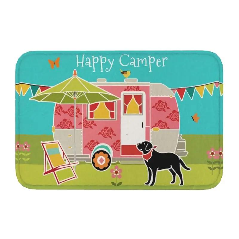 Personalized Happy Camper Doormat Mat Anti-Slip Camping Life Bathroom Kitchen Toilet Rug Carpet 40*60cm