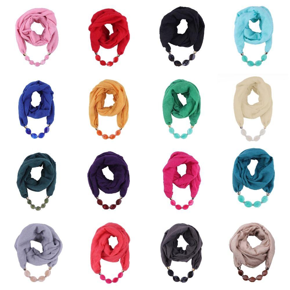 1Pcs Cotton Linen Women Scarf Resin Pendant Head Scarves  Costume Bead Decoration Accessories