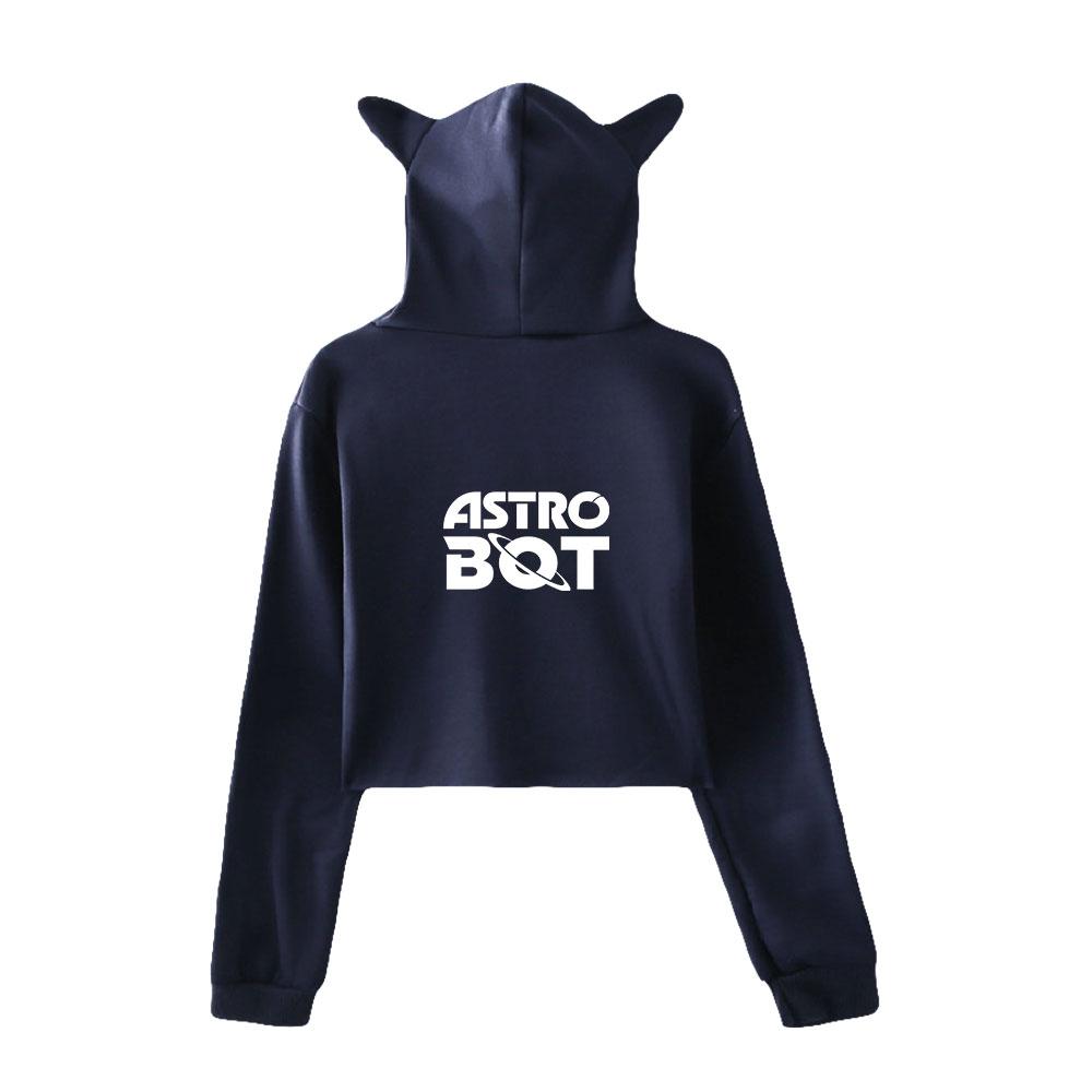 New Astro Bot Pullover Girls Casual Cat Cropped Hoodies Female Long Sleeve Sweatshirts Crop Top Women's Hoodie Sexy Tops