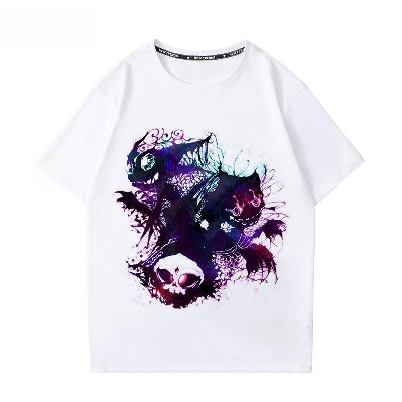 Pokémon Gengar Printing Tee Pure Cotton Tshirt Mens 2026 Summer Fashion Oversize Street Casual Y2K Tops Streetwear Clothing