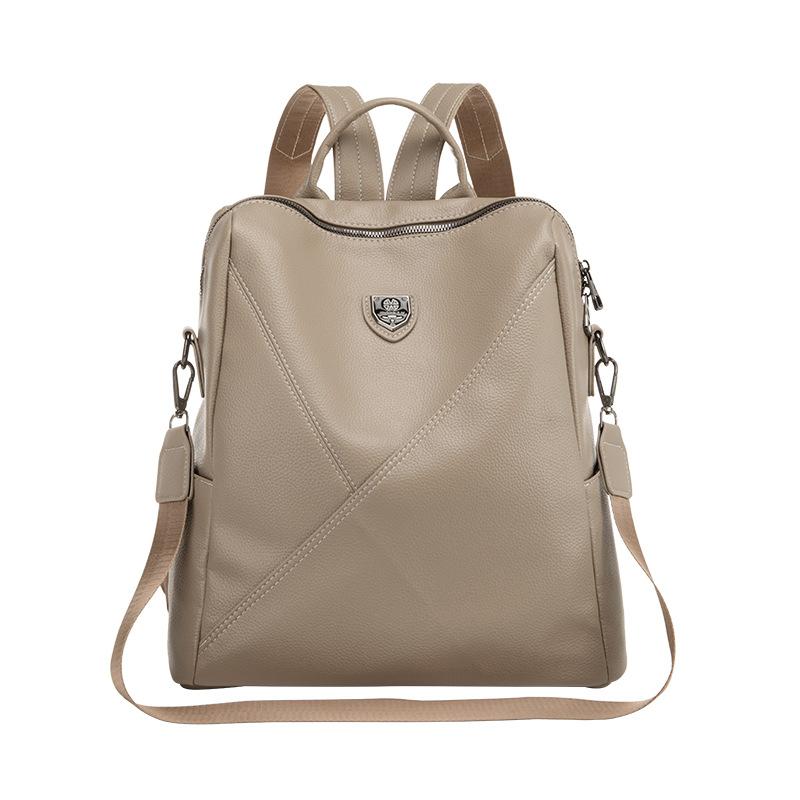 

Женский рюкзак двойного назначения, мягкая кожаная дорожная сумка, студенческий рюкзак хаки