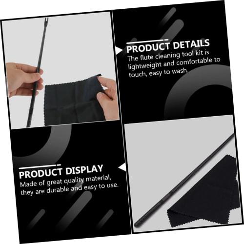Yardwe 1 Set Long Whistle Cleaning Rod Piccolo Cleaning Rod and Cloth Kit
