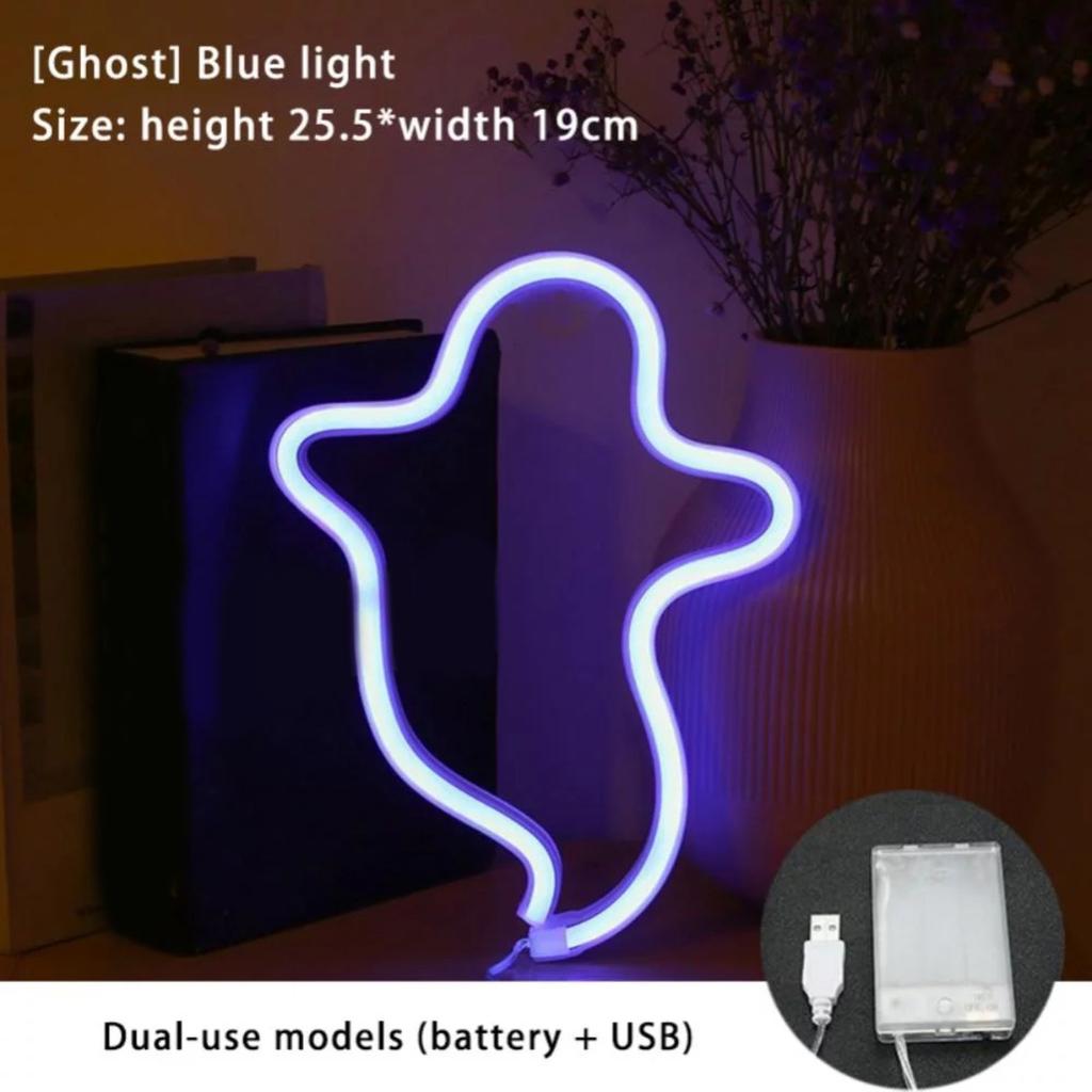 Halloween LED Neon Light Sign For Wall Decor Shape Lamp With Tery Or USB Powered For Halloween Party,Bar,Room Decor