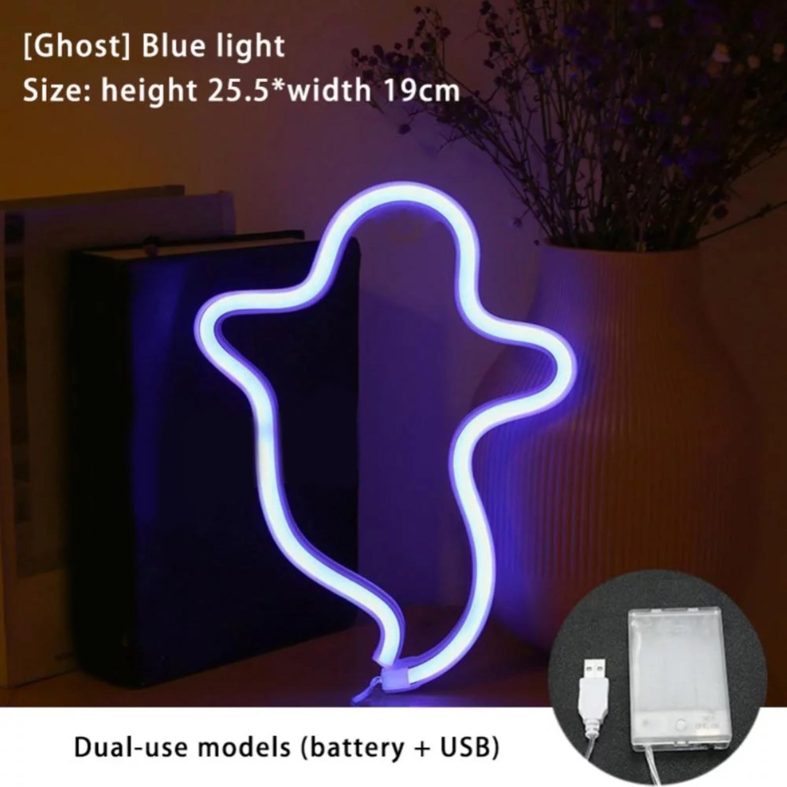 

Хэллоуин светодиодный неоновый световой знак для декора стены в форме лампы с питанием от Tery или USB для вечеринки на Хэллоуин, бара, декора комнаты One Size синий