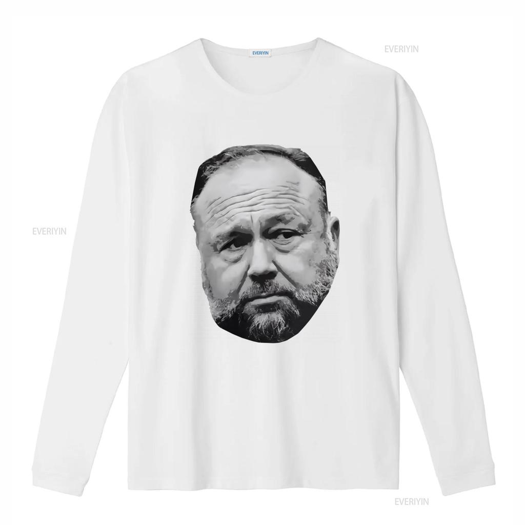 ALEX JONES Face Original Art T Shirt for Men Unique Design High Quality Print Vintage Washed Slightly Designer Clothes Fashion