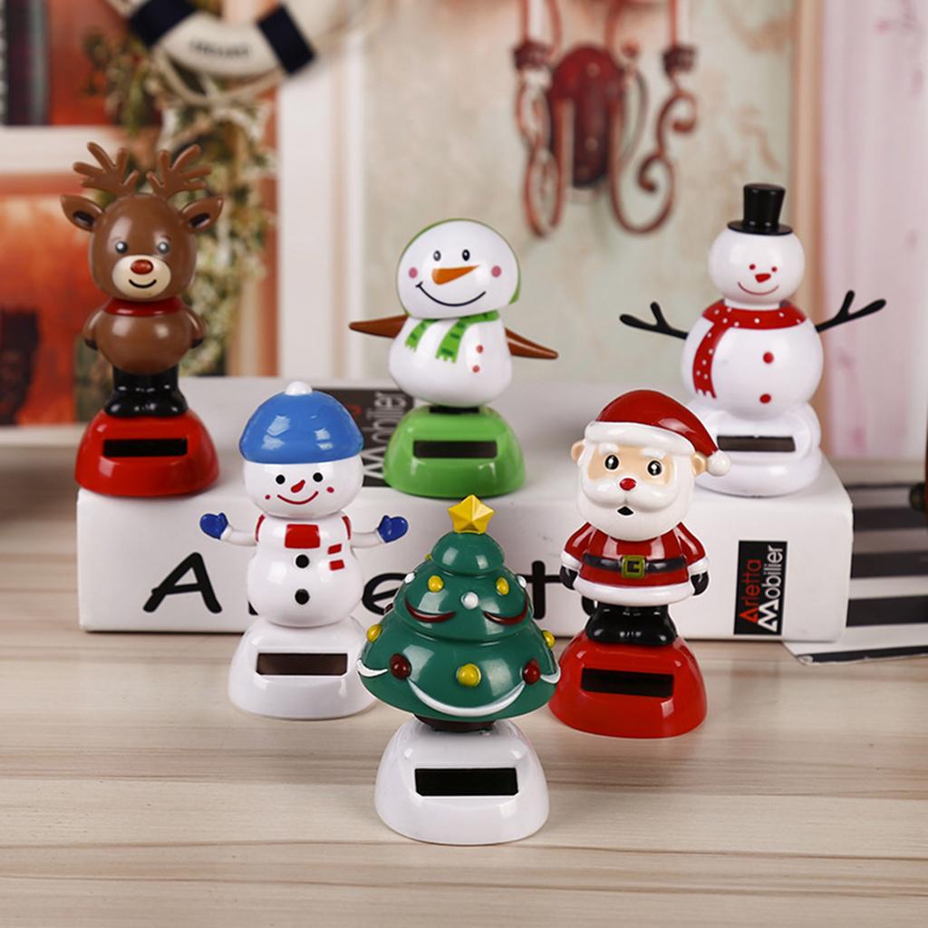 2022 Christmas Cute Car Ornament Solar Dancing Christmas Tree Snowman Santa Claus Elk Automatic Swing Car Interior Decoration