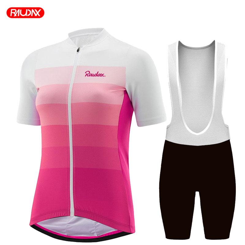 Summer Breathable Cycling Suit Set Women's Anti-UV Bicycle Clothes Quick-Dry Short Sleeves Mountain Bike Jersey Girls Pink Cycling Set