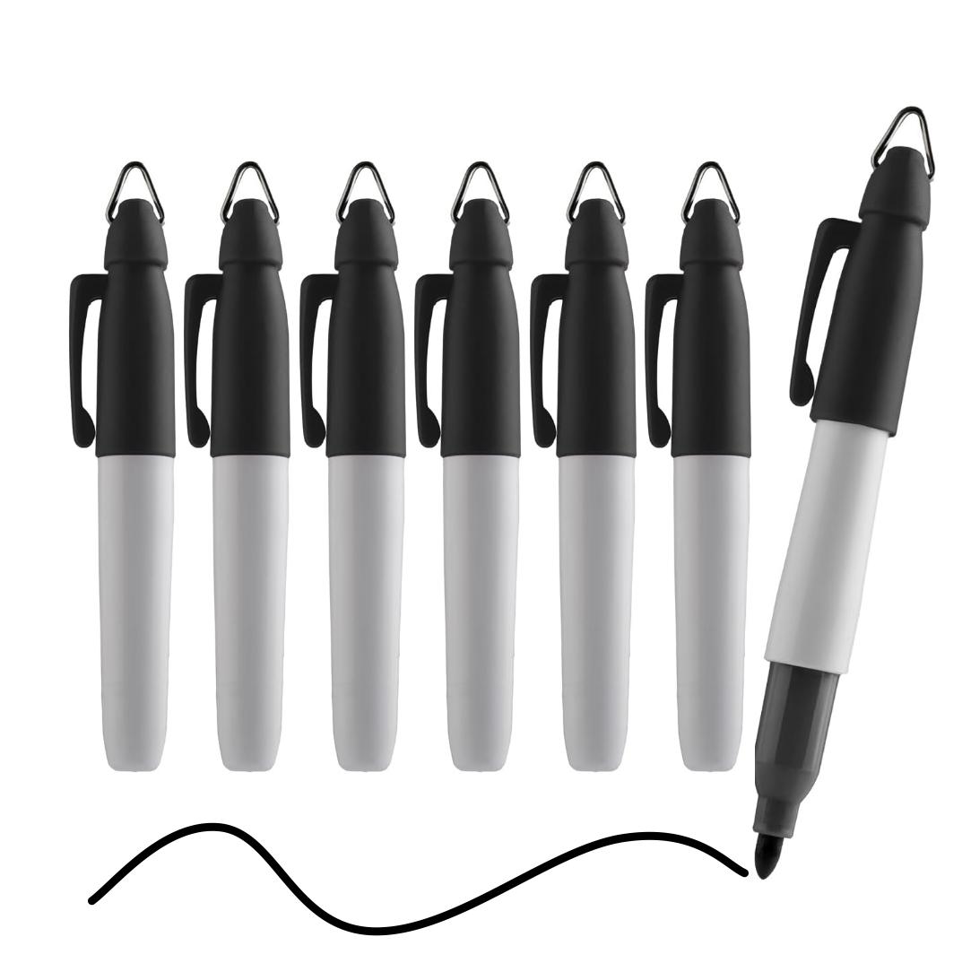 

Набор из 6 мини перманентных маркеров с эргономичным клипом, портативный защитный колпачок для гольфа, бейджей медсестер, школ, офисов