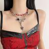 Angle Gothic Multilayer Necklace Rose Flower Clavicle Chain Choker Crystal Beads Necklace  Party