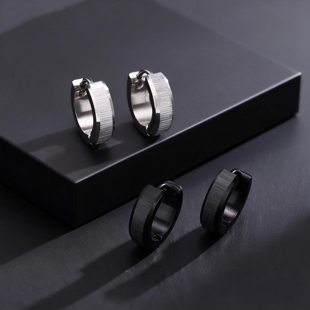 Punk Stainless Steel Huggie Earrings for Men, Fashion Unique Small Hoop Earrings, Waterproof Hypoallergenic Jewelry