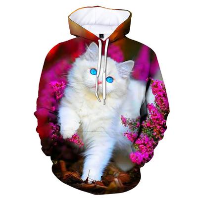 New Cute Cat Animal 3D Print Hoodies Men Women Oversized Long Sleeve Hooded Sweatshirts Streetwear Pullovers Kids Woman Clothing