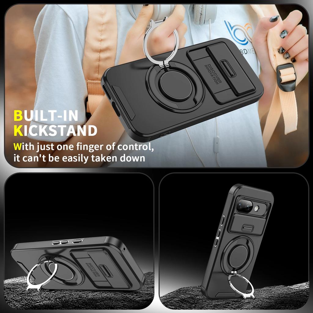 Case for Google Pixel 10 Pro XL 5G 9 9A 8A 8 7 Pixel10 Pixel9 Pixel8 Pixel9a Pixel 9 Pro XL Ring Holder Slide Lens Protect Cover