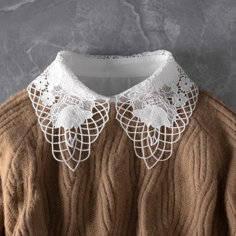 Women Korean Shirt Autumn Detachable Collar for Girls White Half Shirt Blouse Fake Collar Lapel Detachable Pointed Collar