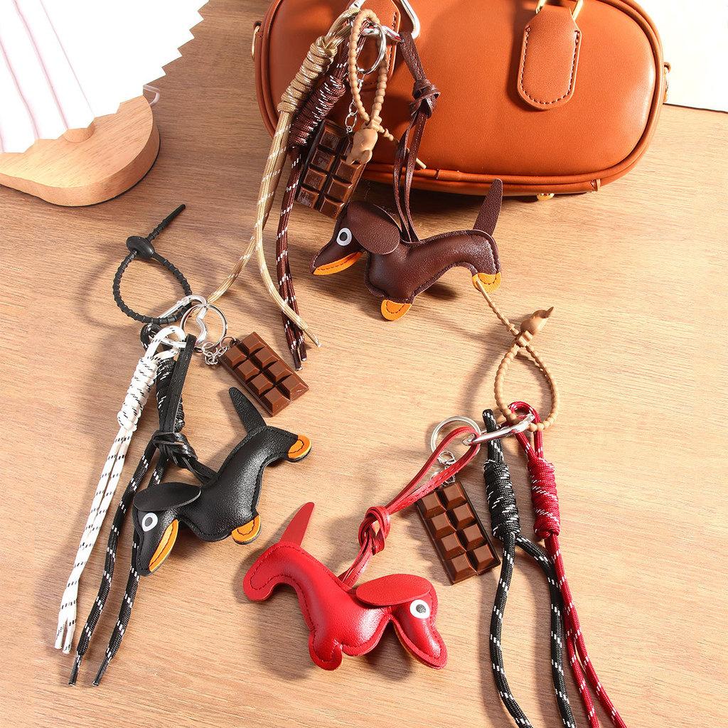 Portachiavi Giocattolo per Cane in Pelle Stile Retro Miu con Corda Intrecciata per Accessori Moda
