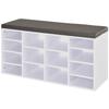 Multi-Storage Shoe Rack W/ 14 Compartments Cushion Moving Shelves Solid Frame Foot Pads Home Office Tidy Organisation Boots Trainers White