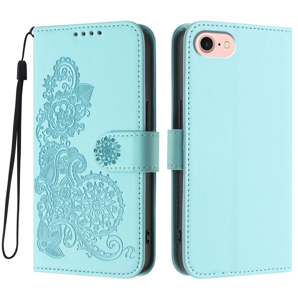 For iPhone 16e Phone Cases Mandala Flower Leather Wallet Mobile Cover with Strap