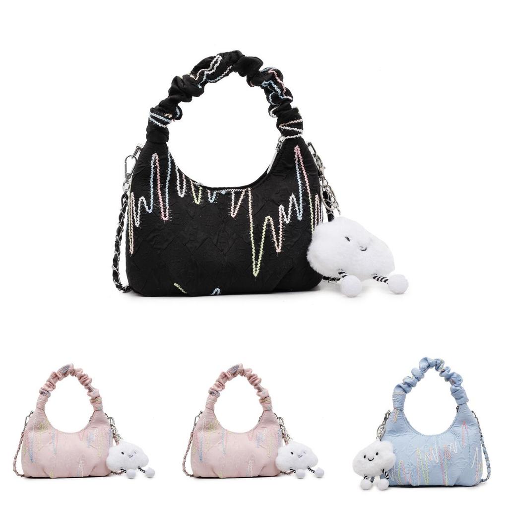 Canvas Shoulder Bag For Women With Chain Detail Perfect For Daily Casual Use