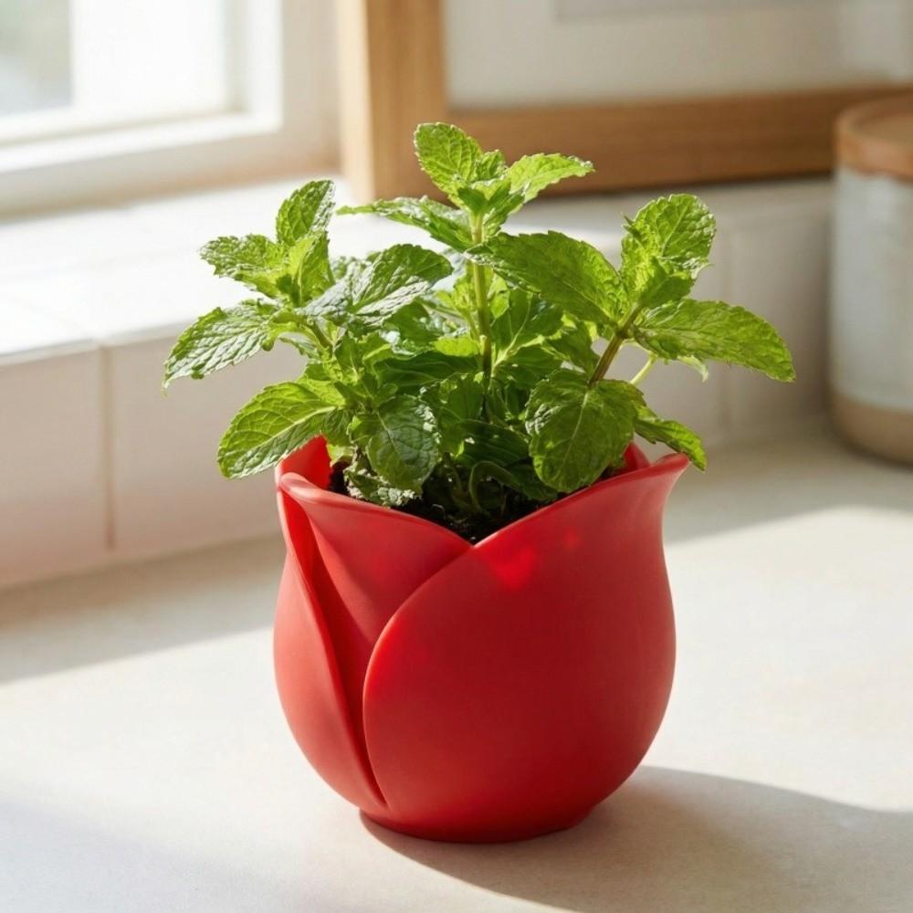 Desktop Ornament Plastic Mini Rose Shape Pots Cute Decorative Succulent Plant Basin Unique 3D Printed Plant Pot Balcony