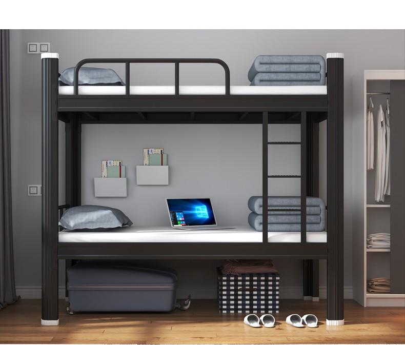 Double-Decker Iron Bunk Bed for Student or Employee Dormitories