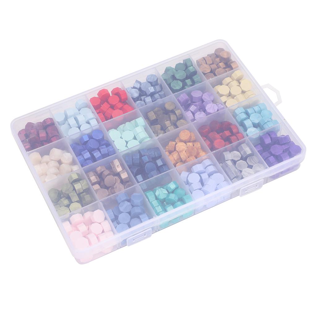 Sealing Wax Beads Set Retro 24 Colors Octagon Shape Wax Seal Stamp DIY Handicrafts Tools