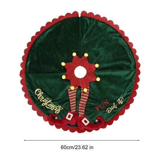 Yousheng Christmas Tree Skirt with Elf Legs Festive Red Green Decorative Wrap Xmas Holiday Base Cover for Indoor Outdoor Use