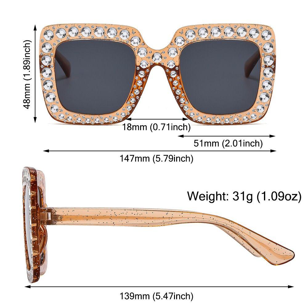 Crystal Oversized Sunglasses for Women Rhinestone Square Diamond Sun Glasses Retro Big Frame Sparkling Eyewear  New