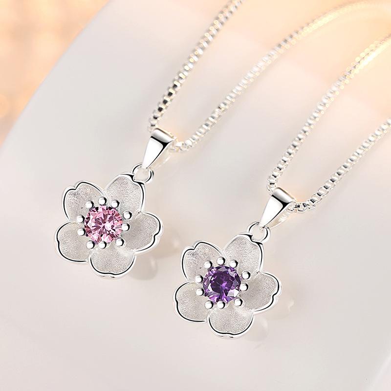 Elegant Handmade Rose & Plum Blossom Pendant Necklace