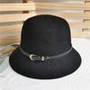 Korean Fashion Women Belt Buckle Bucket Hat Luxury Panama Sunscreen Fisherman Hat Dome Simple Wild Beach Straw Sun Hats