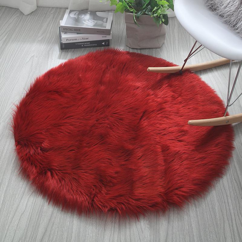 Round Faux Sheepskin Long Pile Rug for Chair, Yoga, Living Room, Bedroom, Sofa Cushion