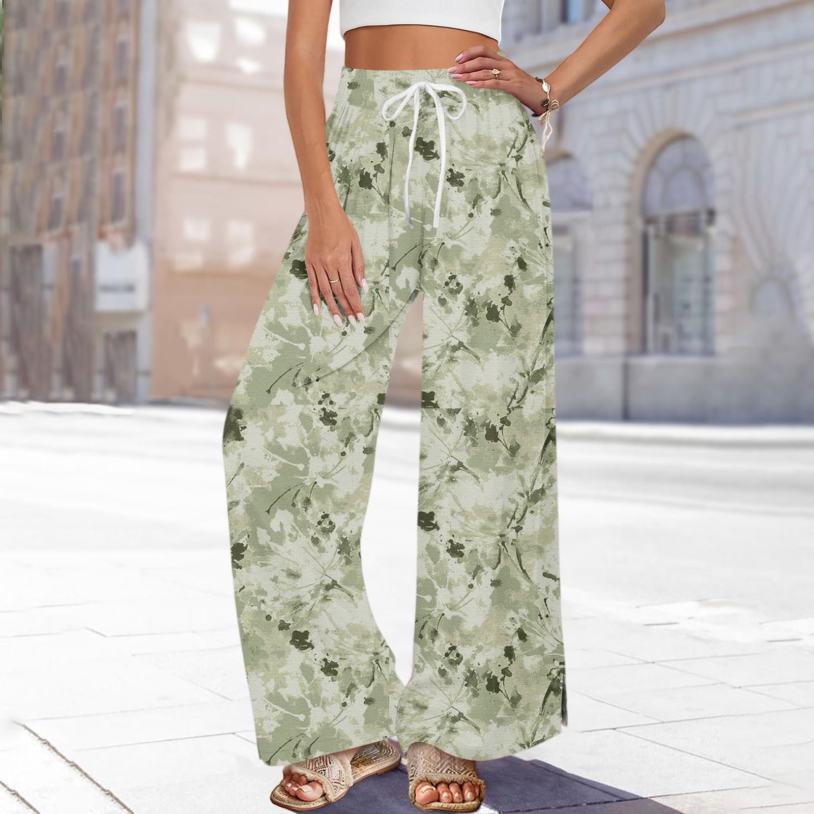 

Женские брюки с принтом и широкими штанинами, с карманами, с высокой талией, на кулиске, свободные, повседневные S