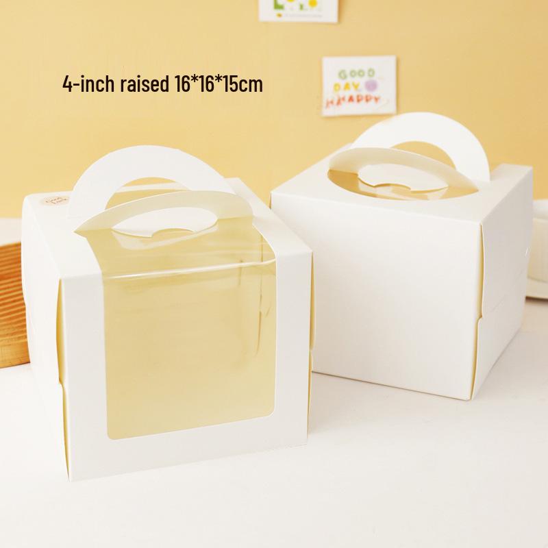 White Windowed Birthday Cake Box (3-8 inches) - Handheld Baking Packaging