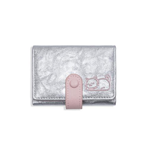 Korean Cute Cat Small Wallet Hot Style Wrinkled Material Cat Large-capacity 30% Off Ladies Coin Purse Card Case