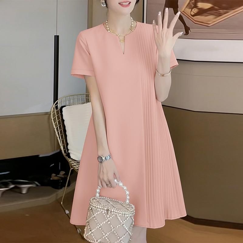 ZANZEA Women Casual V-Neck Solid Color Loose Short Sleeve Dress