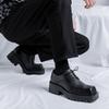 Square top thick soled men's leather shoes Fashion designer style Youth Outdoor Trendy Party Handsome adult shoes Plus Size -46