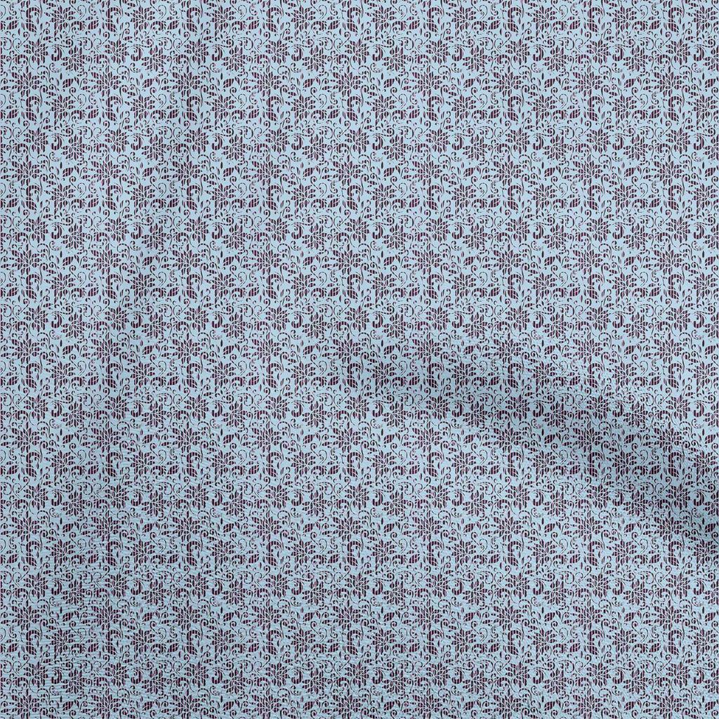 oneOone Cotton Flex Blue Fabric Floral Sewing Material Print Fabric By The Yard 40 Inch