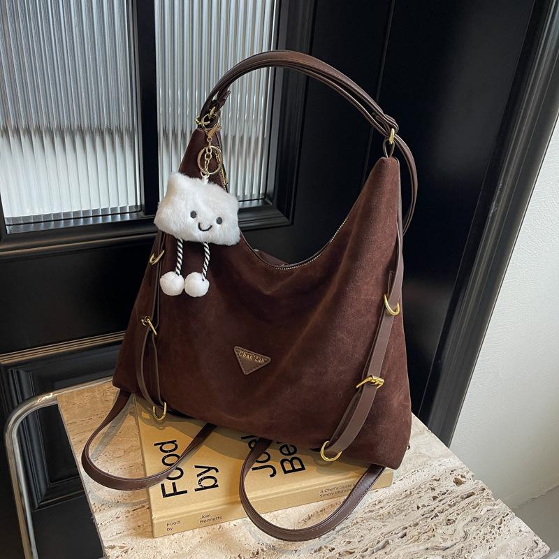 

Ретро универсальная портативная сумка-тоут женская 2025 новая простая модная повседневная сумка-рюкзак женская сумка-мессенджер для поездок на работу темно-коричневого