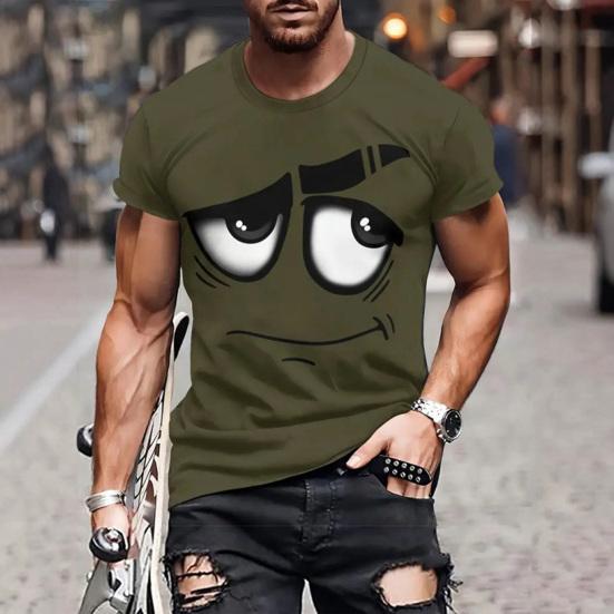 Camiseta Casual Divertida para Hombre Estampados de Animales de Dibujos Animados Camiseta Cuello Redondo Manga Corta Pullover para Uso Diario Fiesta Callejera Playa