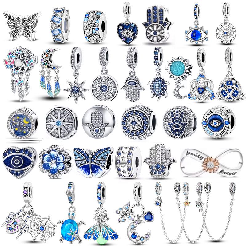 Copper Firefly Charms Evil Eye Air Balloon Blue Charms Fit Original Bracelet Beads For Jewelry Making