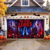 7x16 FT Halloween Garage Door Banner Cover, Bloody Handprints Ghost