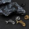 Hollow Design Fish Bone Badge Stainless Steel Fish Skeleton Lapel Pin  Suit Decoration