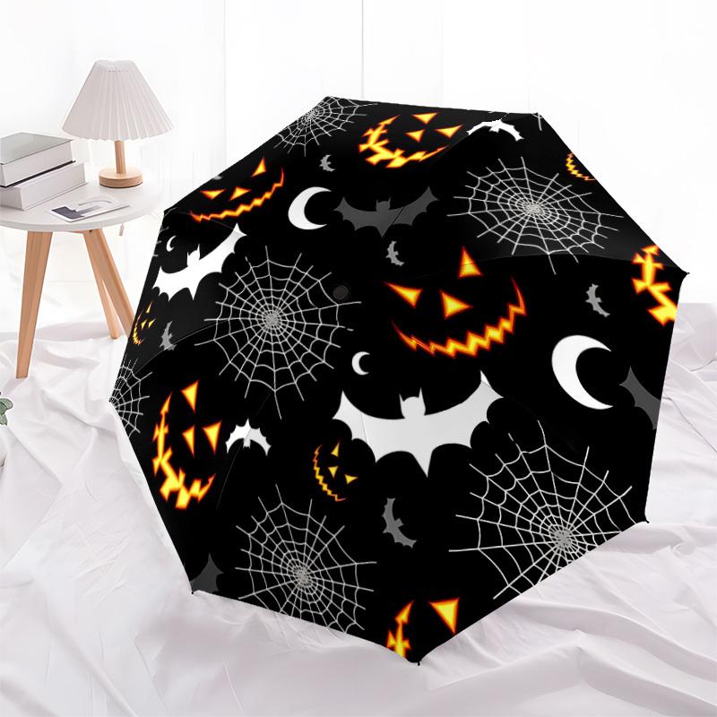 1pc Halloween Pumpkins Automatic Folding Umbrella   Compact 8 Rib Design, Durable Iron Frame for Travel, Outdoor,  a0920086