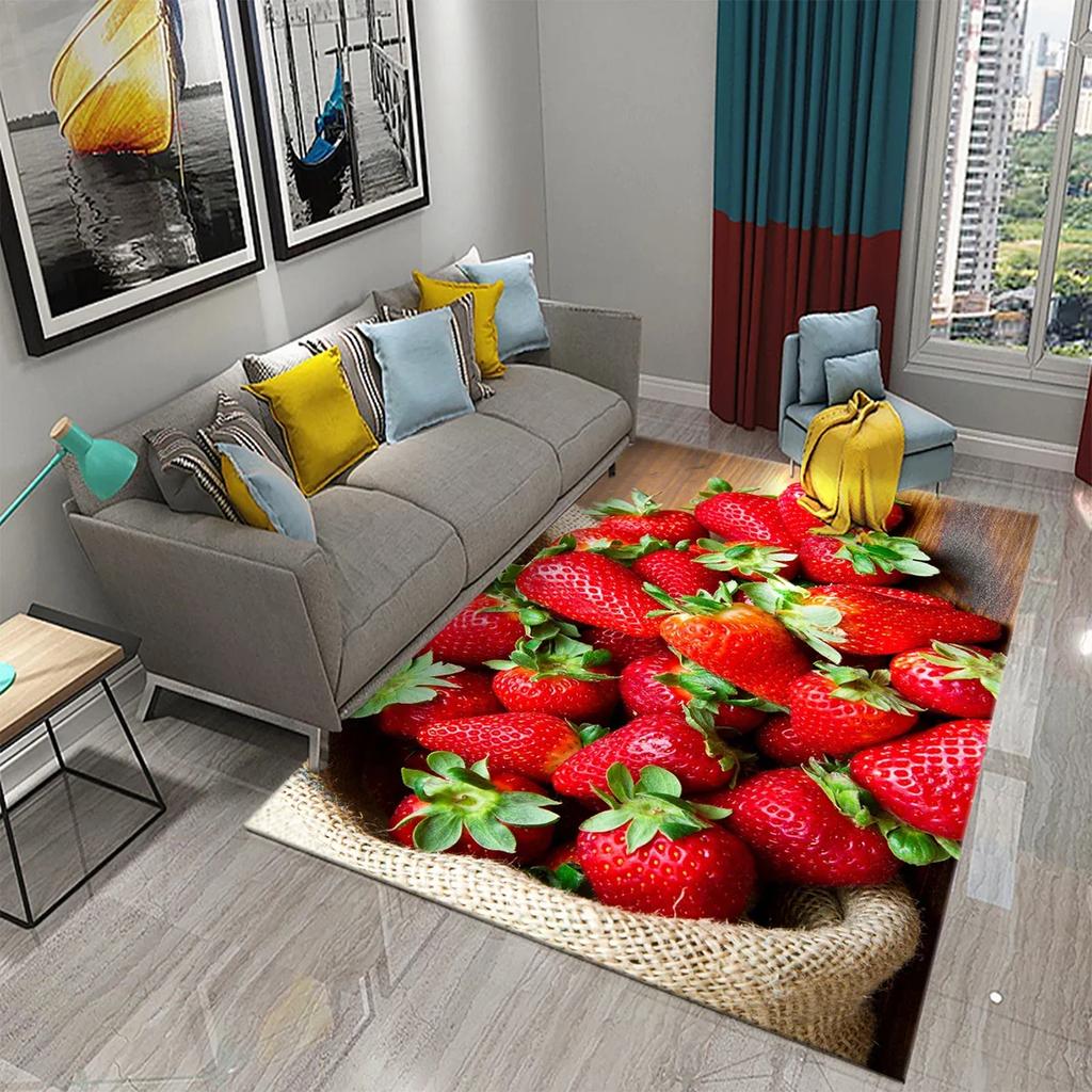 Strawberry Carpet Fresh Fruit Rug Kitchen Doormat Living Room Bedroom Floor Rug Bathroom Non-slip Foot Mat Entrance Hall Carpet