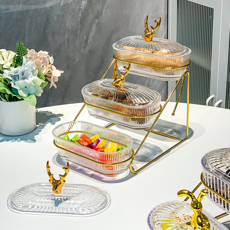 Fruit Tray Home Use Living Room Dried Nuts Fruit Snack Dining Plate Latest Style Subdivided Afternoon Tea and Dessert Dining Plate